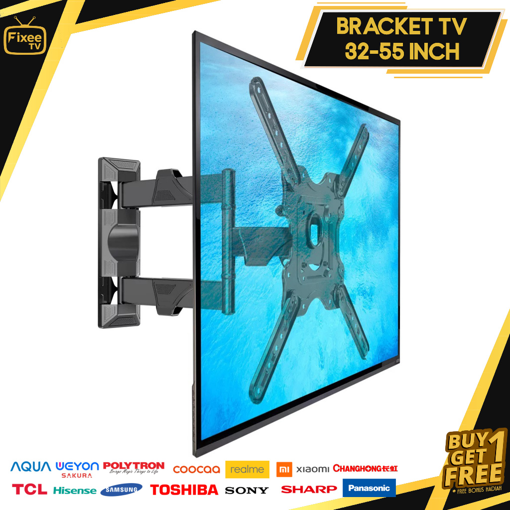 Bracket TV LED LCD 32 40 43 55 50 42 49 Inch Dijamin Cocok 32 - 55 In 6 Arah Universal Breket TV Bri
