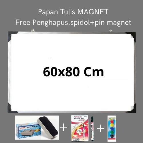 

Papan Tulis Magnet + PIN - Papan Tulis 60x80 cm free spidol dan penghapus