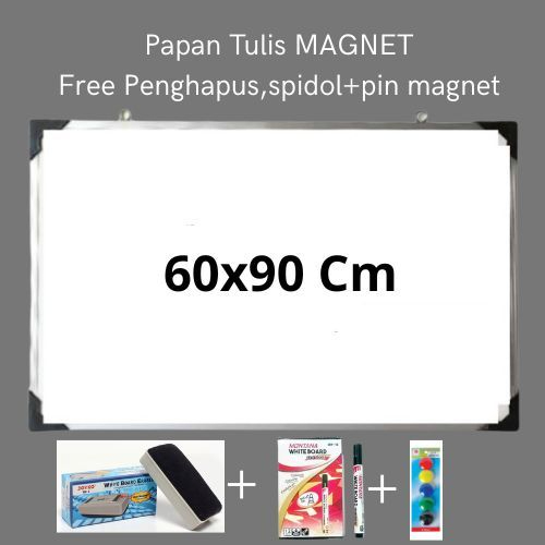 

Papan Tulis Magnet + PIN - Papan Tulis 60x90 cm free spidol dan penghapus