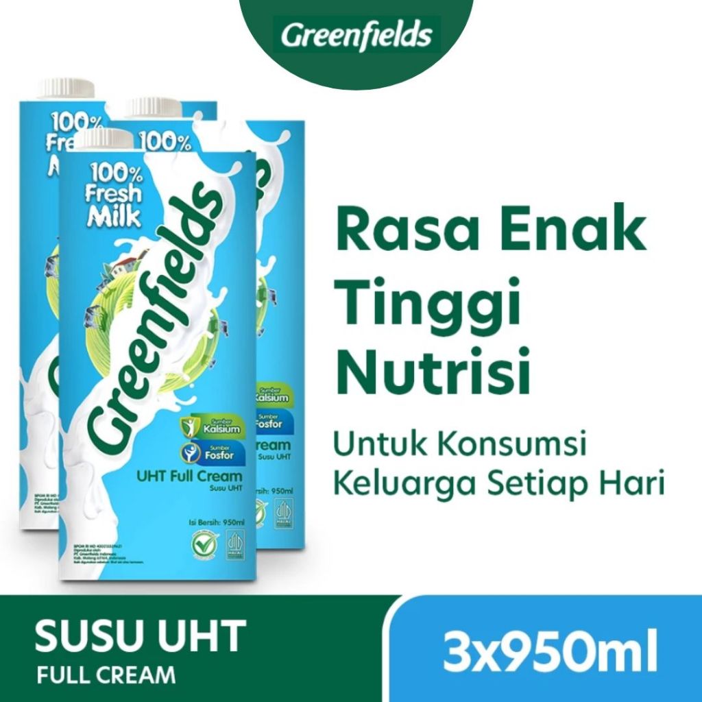

Susu Greenfields UHT Full Cream 950ml Triple Pack