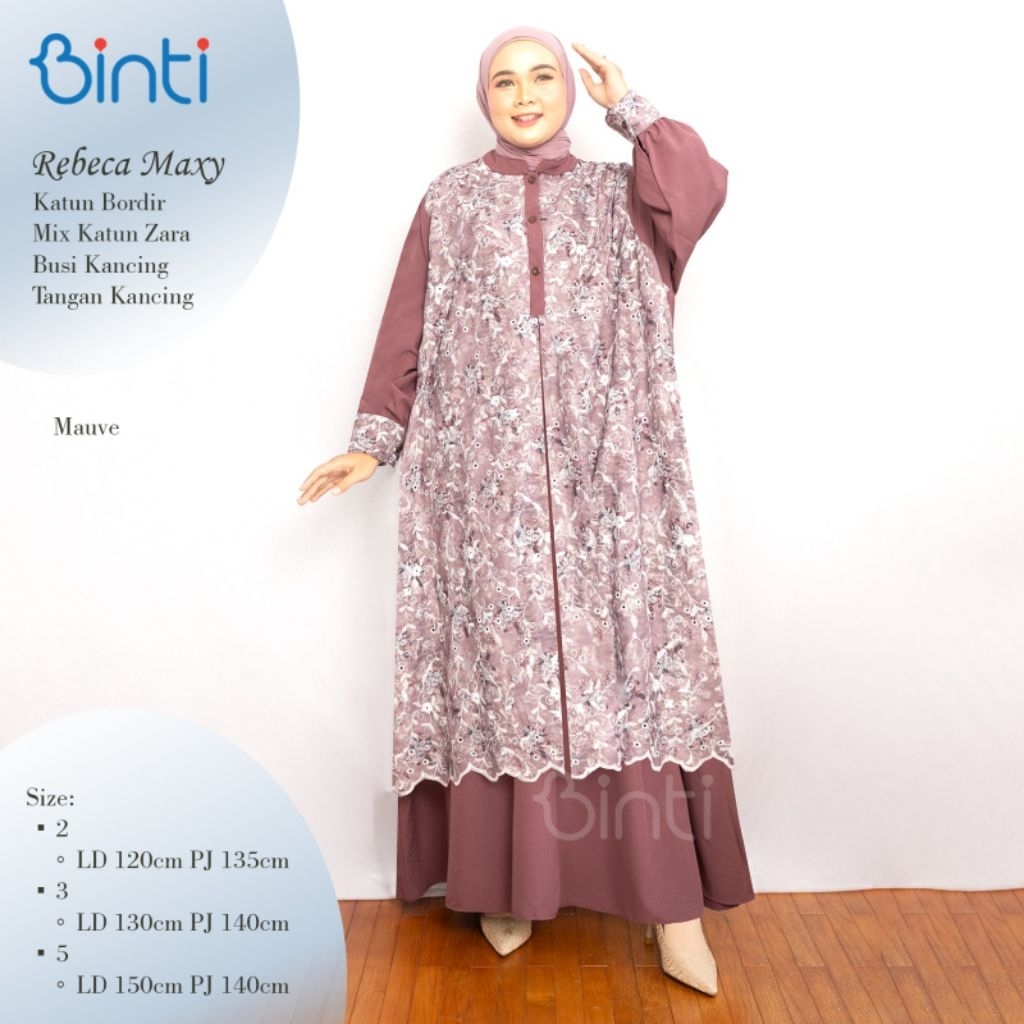 REBECA MAXY DRESS JUMBO LD 120 LD 130 LD 150 KATUN BORDIR MIX KATUN ZARA BY BINTI   Karet Muslim Pan