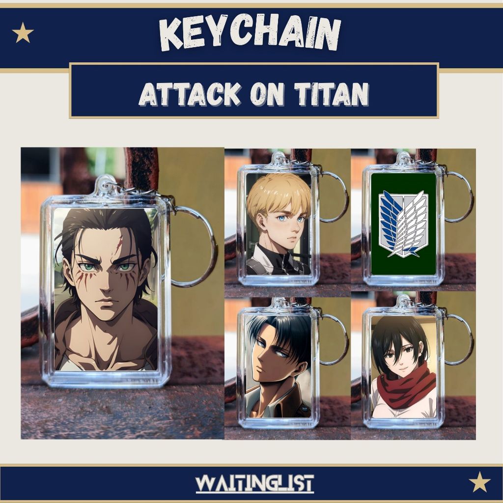Keychain Gantungan Kunci Anime Attack On Titan AOT - Eren - Levi- Mikasa- Armin