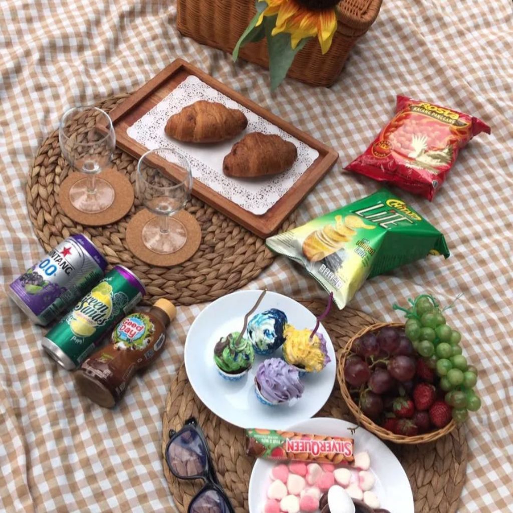 Tikar Piknik Motif kotak-Kotak Estetik - Alas Tikar Kain Piknik Photo Grafer