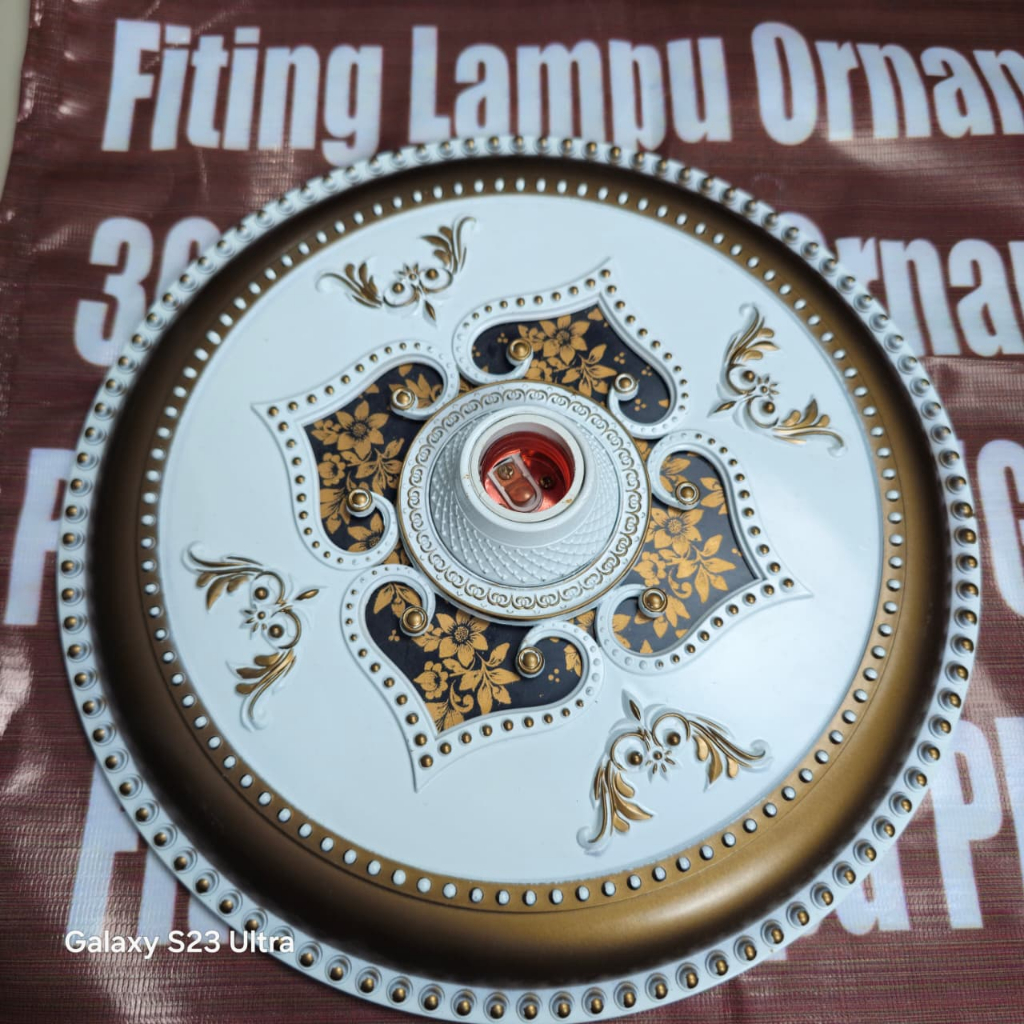Fiting lampu - fiting ornamen plafon hias PVC/GRC fiting dekorasi plafon 30cm
