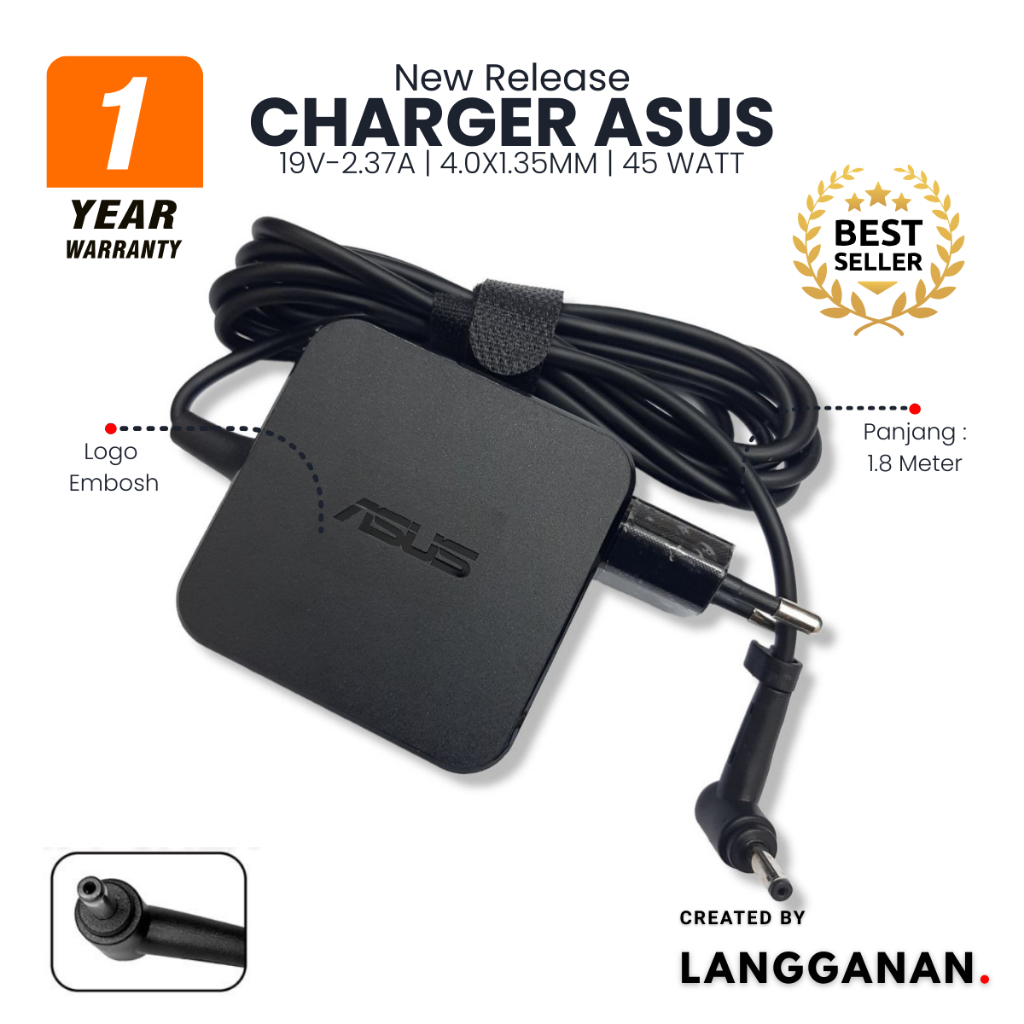 Charger Laptop ASUS A407U A407 A409 M409 S13 330 series 2.37A (45W) ORIGINAL