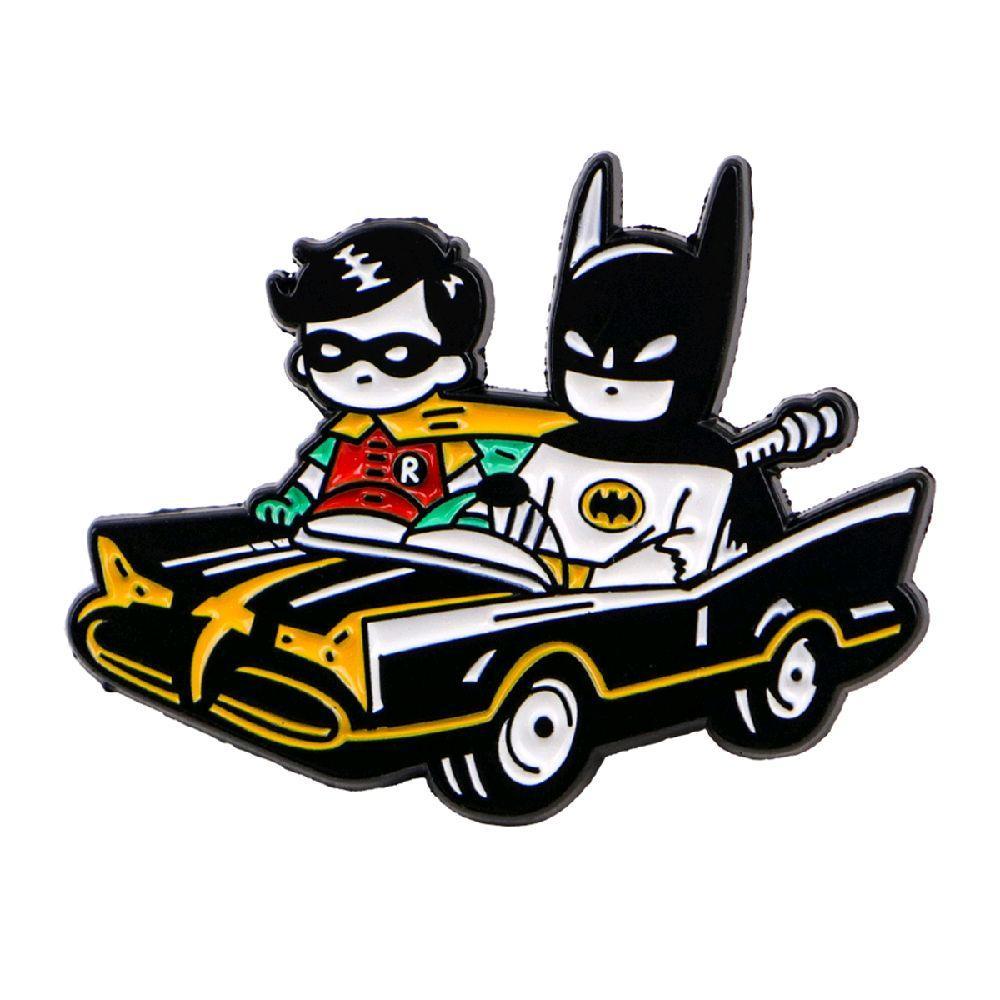 Bros Pin Enamel Batman Robin Batmobile Car Mobil