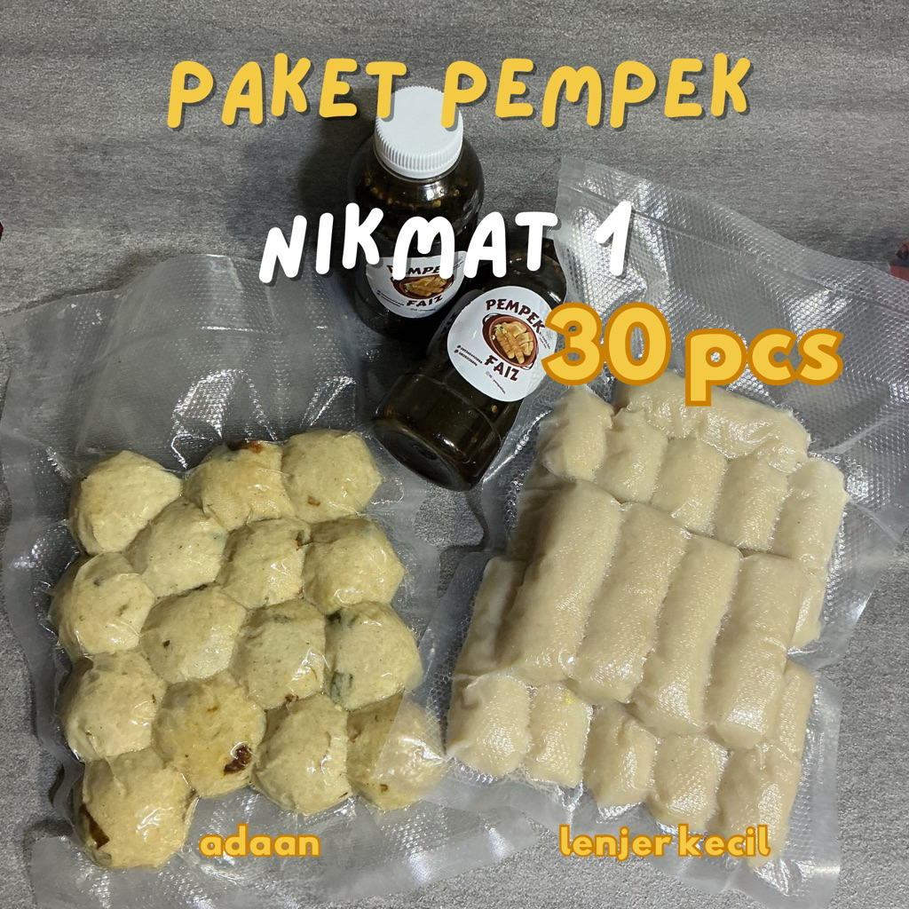 

Pempekfaiz- pempek campur isi 30pcs adaan & lenjer kecil + cuko 500ml / pempek palembang asli ikan gabus / pempek frozen