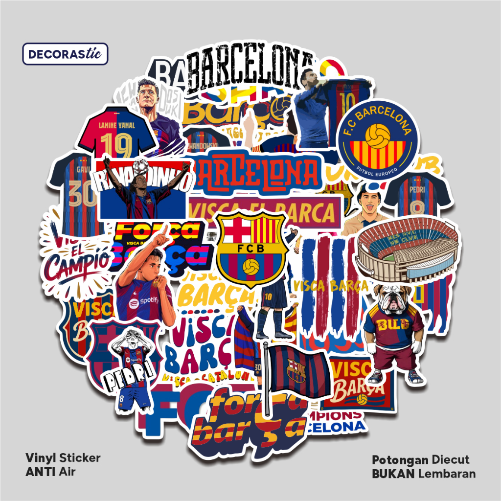 

Sticker Pack Barcelona Stiker Tumbler Koper Logo Waterproff Fcb Vinyl Casing Bola Messi Anti Air