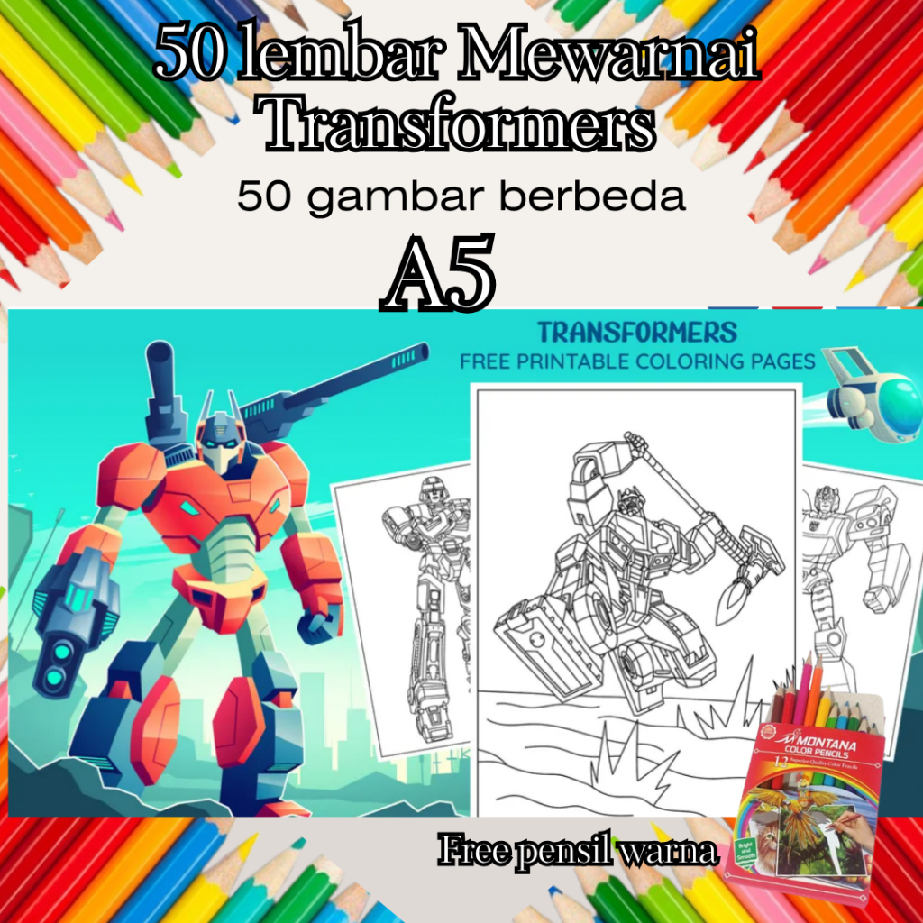 

Mewarnai Gambar Transformers A5 Untuk TK SD PAUD Bukan Buku Mewarnai Free Pensil Warna