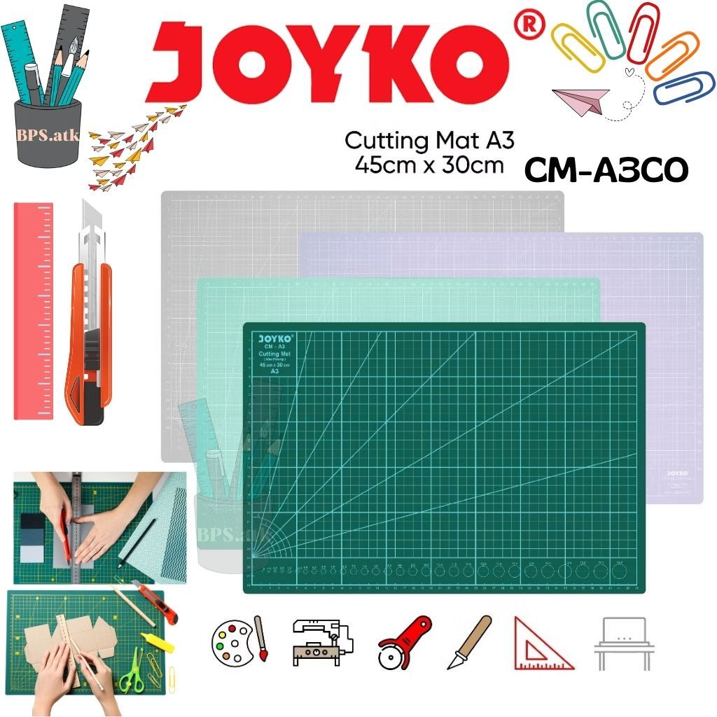 

(1 pcs) Cutting Mat Alas Potong JOYKO Ukuran A3 CM-A3CO Pastel Color 2 Sisi