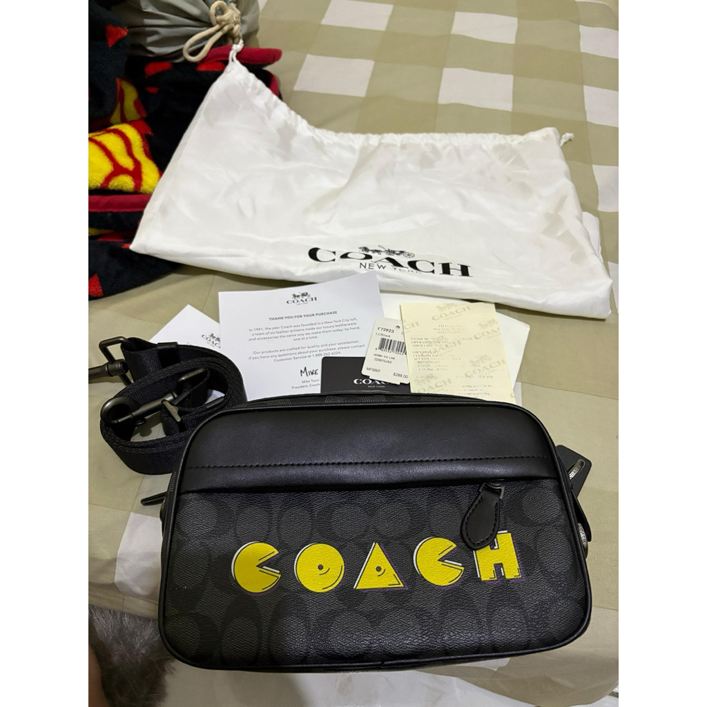 Want To Sale (WTS) Coach x Pac-Man collaboration Shoulder Bag Crossbody Black Leather
