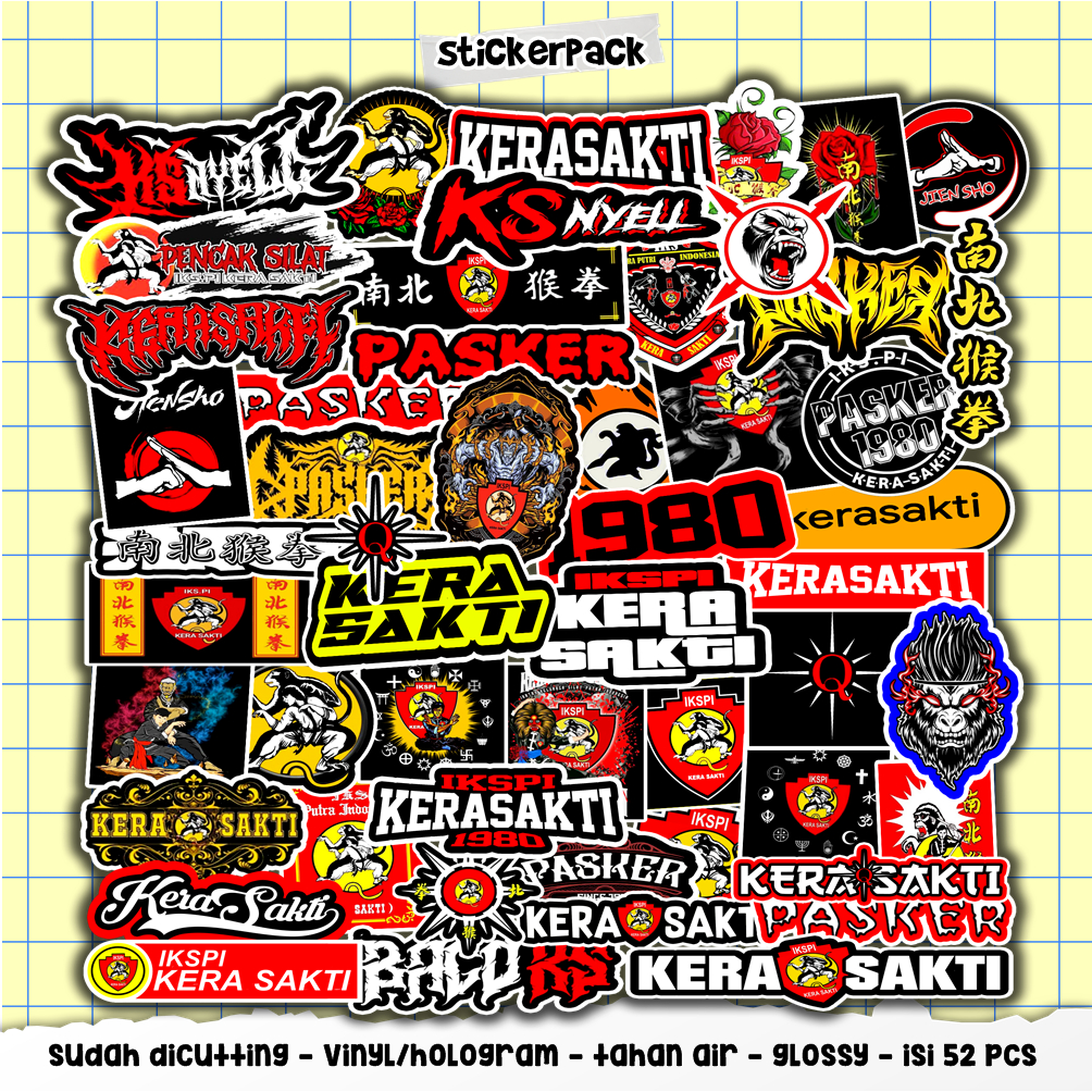 

stiker aesthetic isi 52pcs, sticker ikspi, kera sakti series, vinyl & hologram tahan air