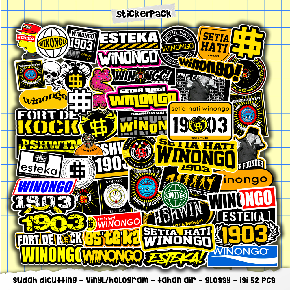 

stiker pshw, setia hati winongo isi 52pcs, vinyl & hologram tahan air