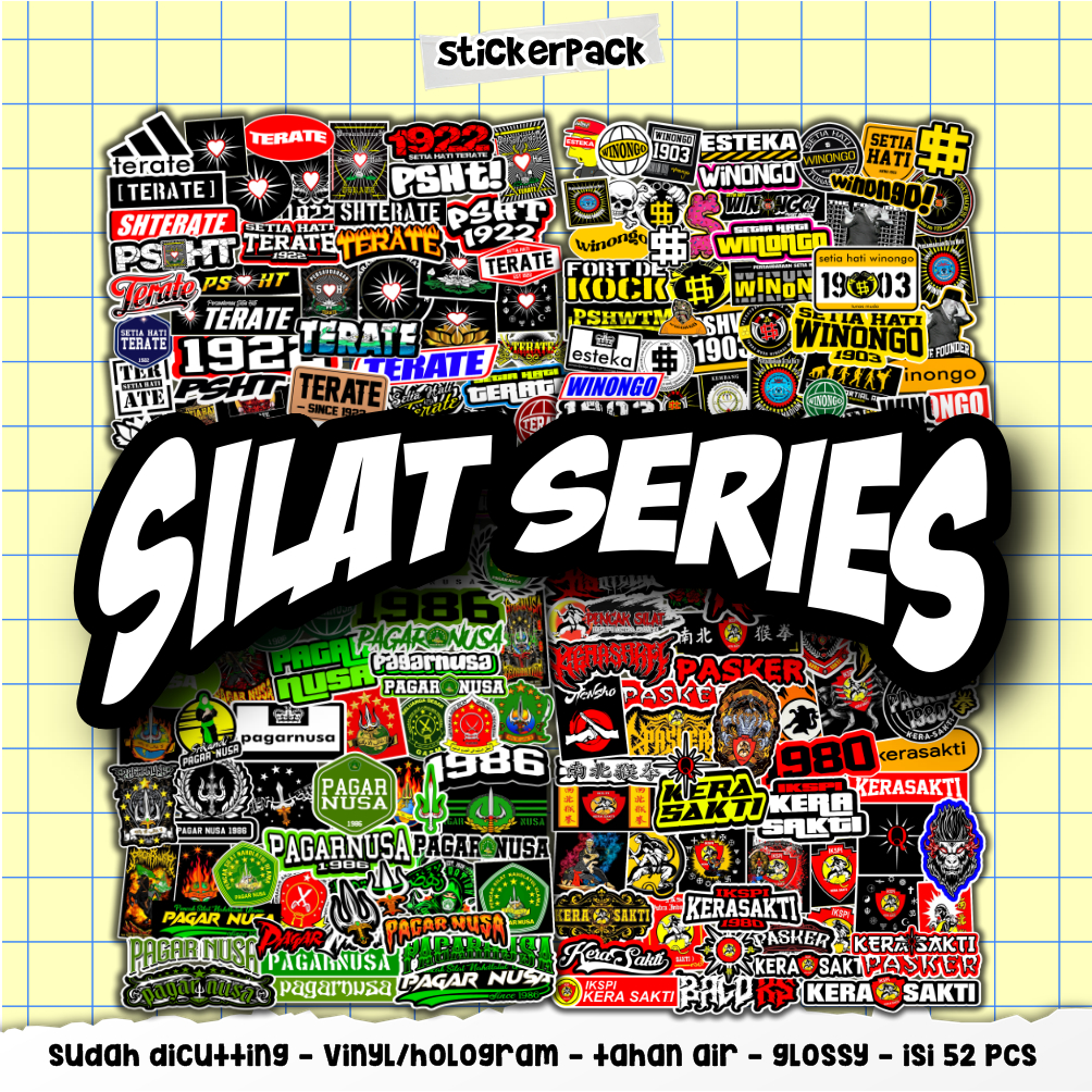 

stickerpack silat series isi 52pcs, stiker vinyl & hologram tahan air