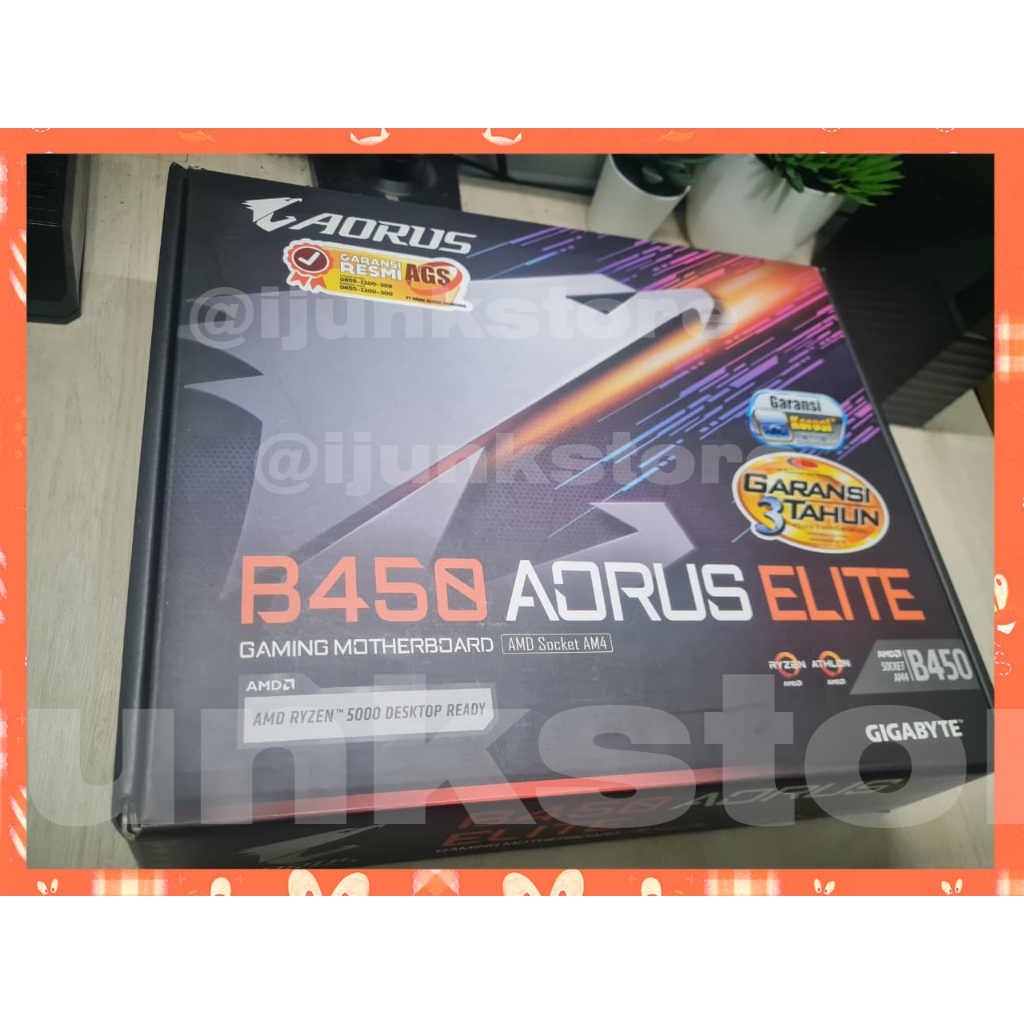[BIB] Motherboard Mobo PC Komputer Gigabyte Aorus Elite B450 Second Bekas
