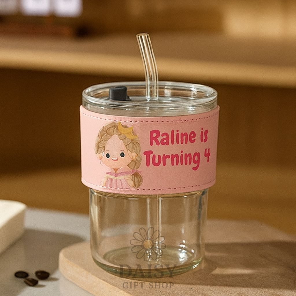 Gelas Kaca Souvenir Pernikahan Custom Foto dan Nama - Souvenir Ulang tahun anak gelas kaca custom - 