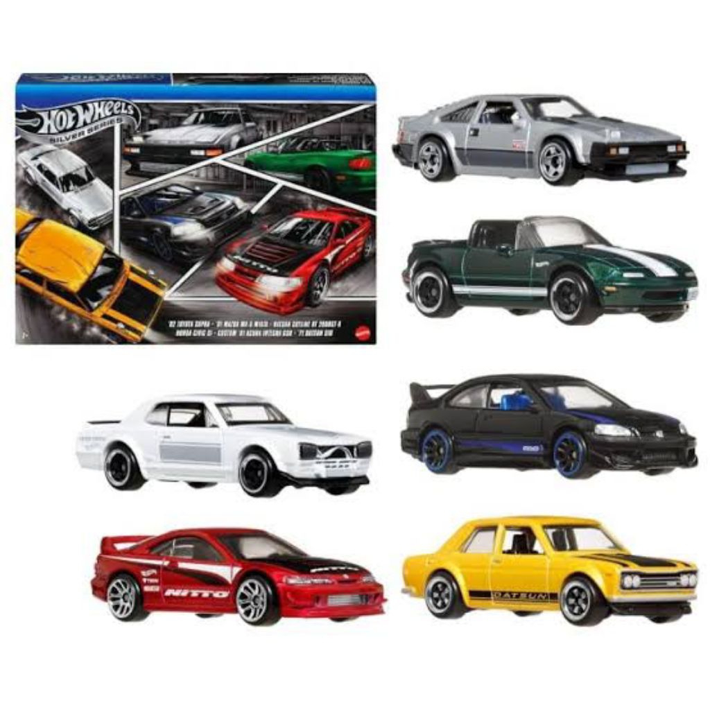 Hot Wheels Silver Series '82 Toyota Supra / '91 Mazda MX-5 Miata / Nissan Skyline HT 2000GT-X / Hond