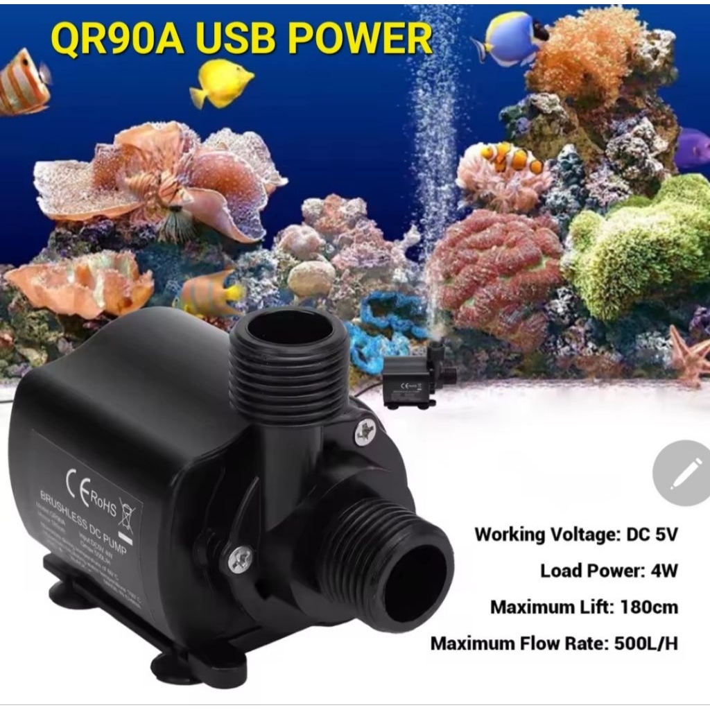 pompa air mini celup submersible brushless DC12V AC220V USB 5V power pompa air aquarium pompa sirkul