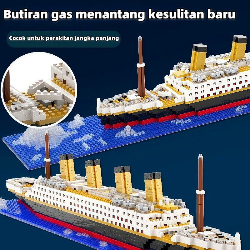 Titanic Diy Luxury Cruise Ship Model Toys Majelis Mikro-Partikel Mikro Tinggi