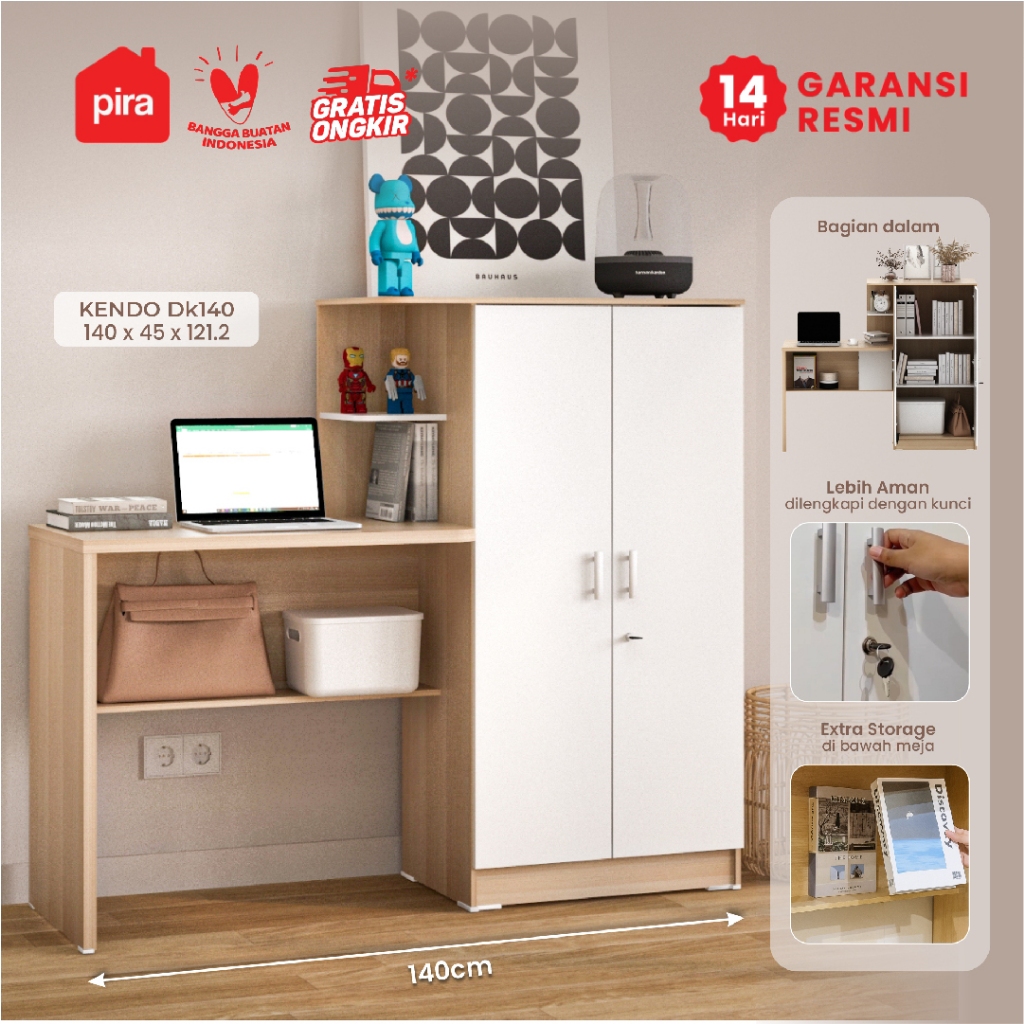 PIRA METROPOLIS -  KENDO DK140 Meja Kerja dengan Rak Buku