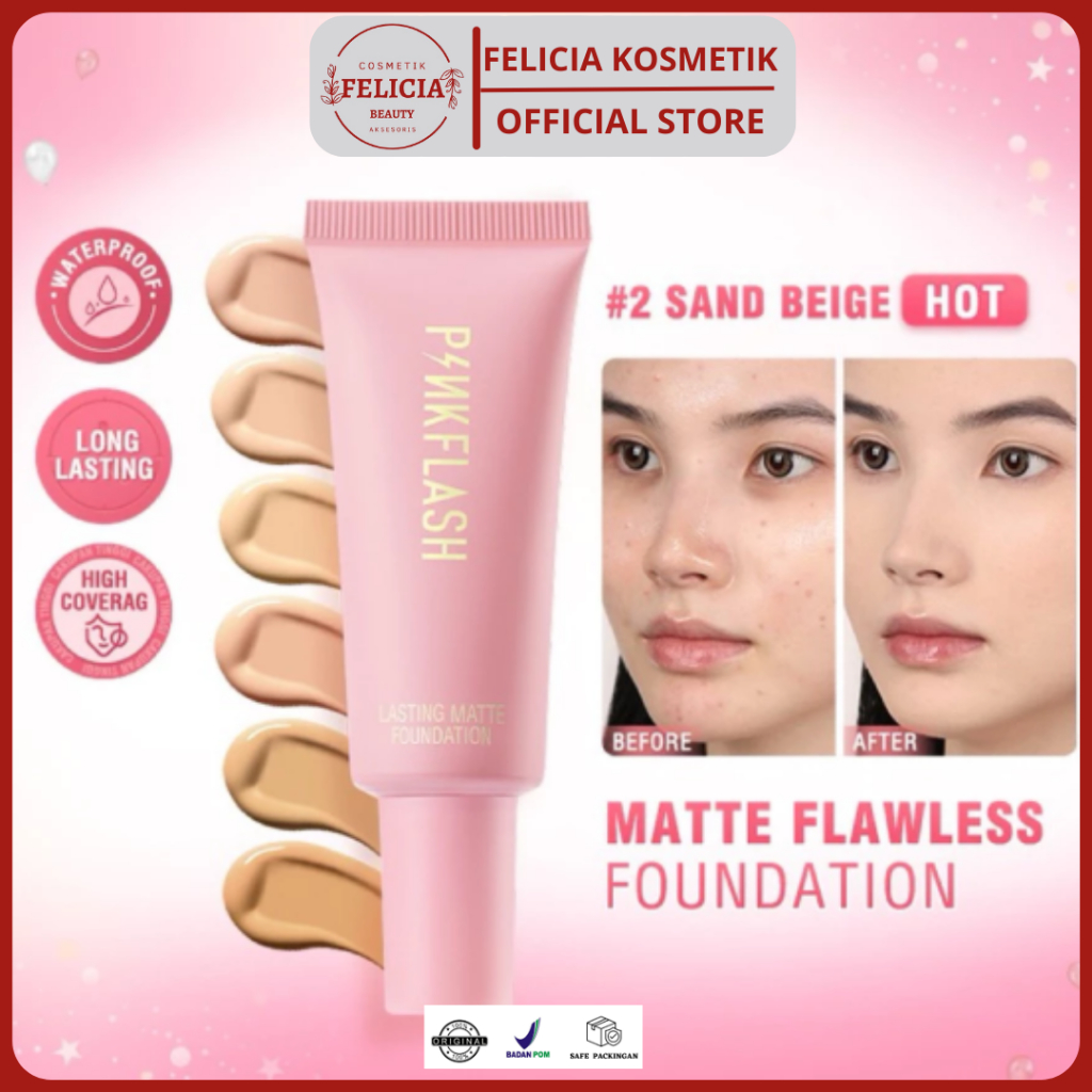PinkFlash (F03) Foundation Lasting Matte Foundation PinkFlash Foundation Pink Flash Alas Bedak PinkF