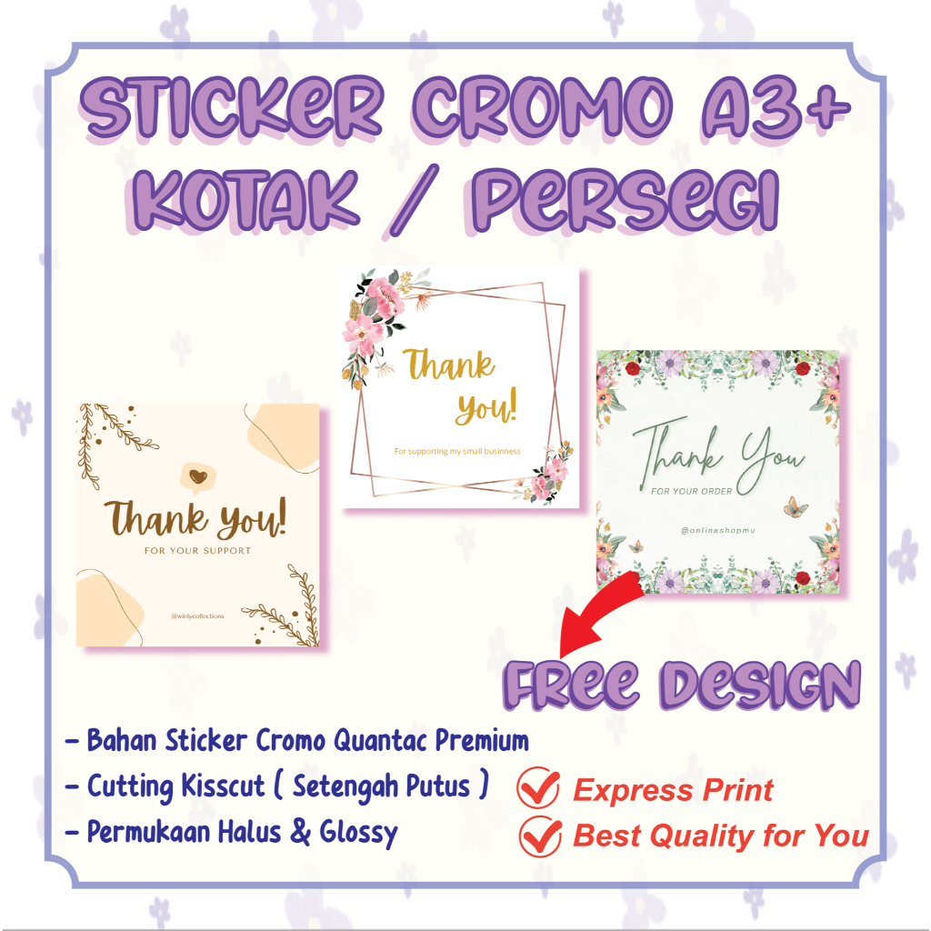 

Cetak Stiker Cromo Kotak Label Makanan Jualan Olshop Free Design Custom Chromo A3+ Print Sticker