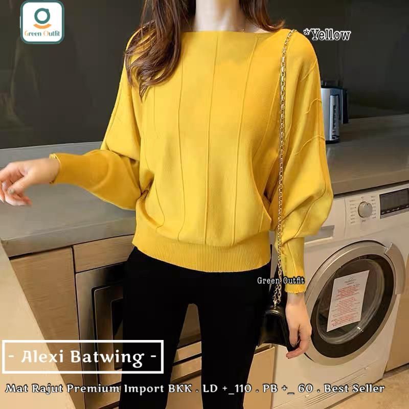 Alexi Batwing Sweater Atasan Kaos Blouse Wanita Jumbo XXXL Rajut Import Ori Bkk Korean Style 2025