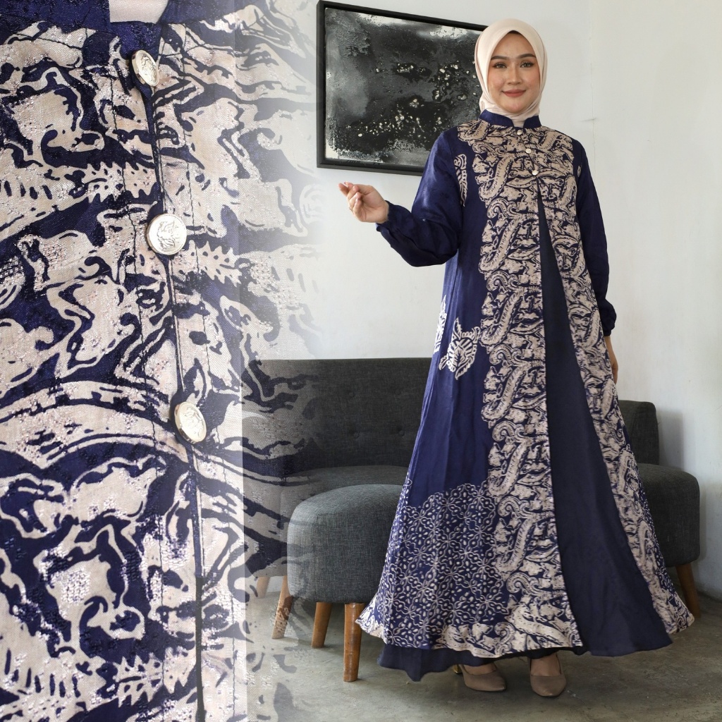Gamis Premium Mewah Sutra Viscose Lembut | Gamis Abaya Wanita Muslim Modern | Gamis Busui Friendly E