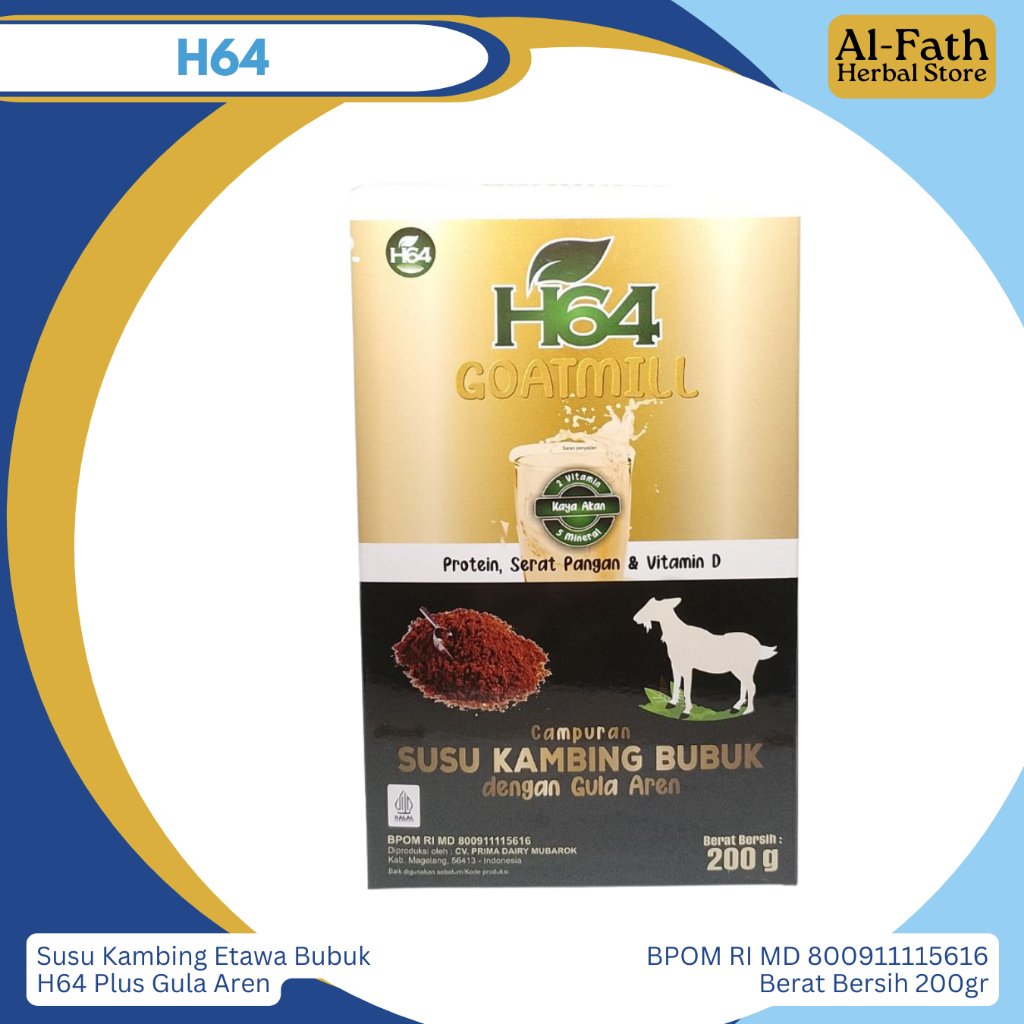 

H64 Susu Kambing Etawa Bubuk Plus Gula Aren Kemasan 200gr Halal BPOM