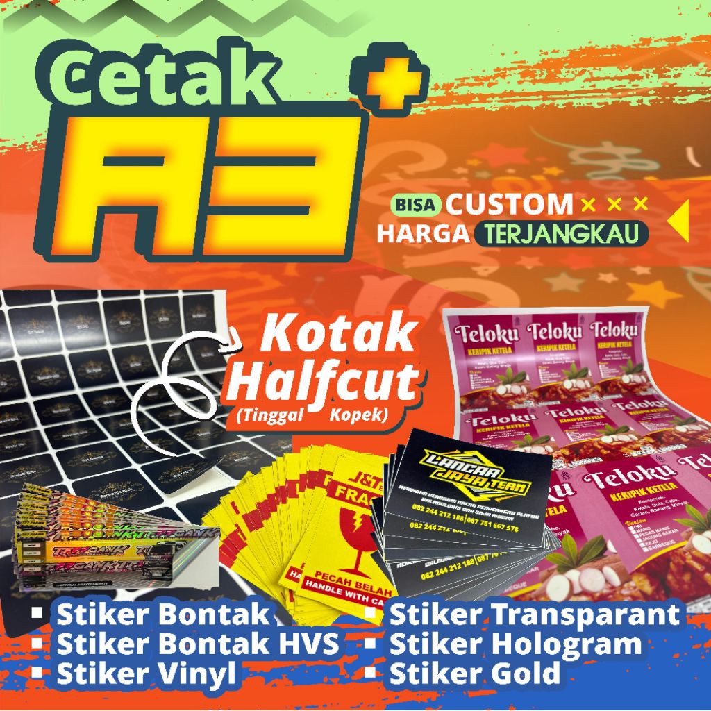 

STICKER A3 HALFCUT KOTAK | STICKER HALFCUT BENTUK KEDIRI MURAH