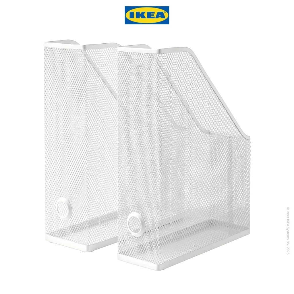 

PRELOVED Dronjons IKEA Set 2 Pcs Box File Tempat Majalah Organizer Baja Rak Penyimpanan Buku Map Surat Berkas Warna Putih Baja Anti Karat