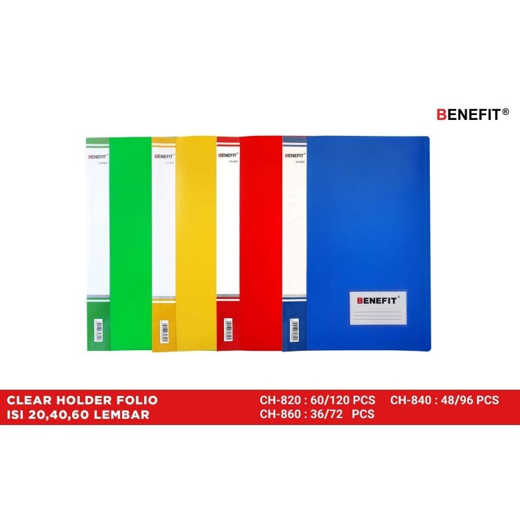 

TBMO Benefit Clear Holder 60 Sheet CH-860 Warna / Clear Book / Map Dokumen F4