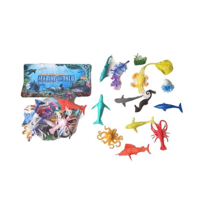 Mainan Binatang Laut Marine World Ocean isi 12pcs 71-5 / Mainan Animal Laut / Aksesoris Mainan Laut 