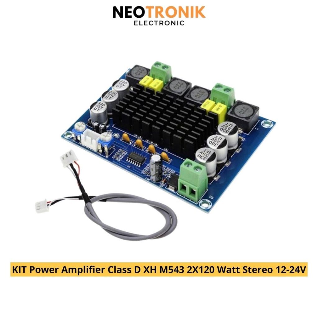 KIT Power Amplifier Class D XH M543 2X120 Watt Stereo 12-24V