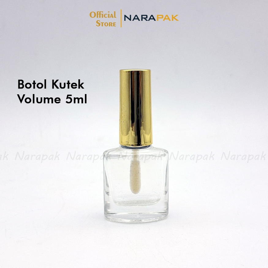 Botol Kaca 5ml Bening Pipih oval Kuas Bibir Lip Botol Lip Gloss Lip Serum Tutup Hitam D93A