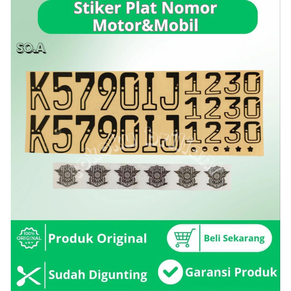 Stiker Plat Motor Font Baru warna PutihHitam Untuk MotorMobil