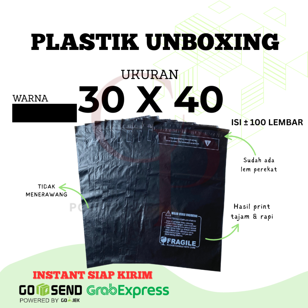 

Polymailer Unboxing Cetak Ukuran 30x40 cm isi 100 lembar – Plastik Packing Tebal, Praktis, Lem Kuat, Tidak Mudah Sobek dan tahan air