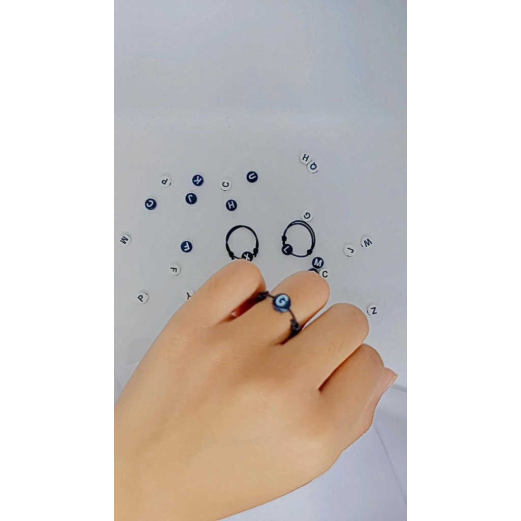 Cincin Inisial Elastis Hitam Murah, Cincin custom, Inisial Hitam, Cincin
