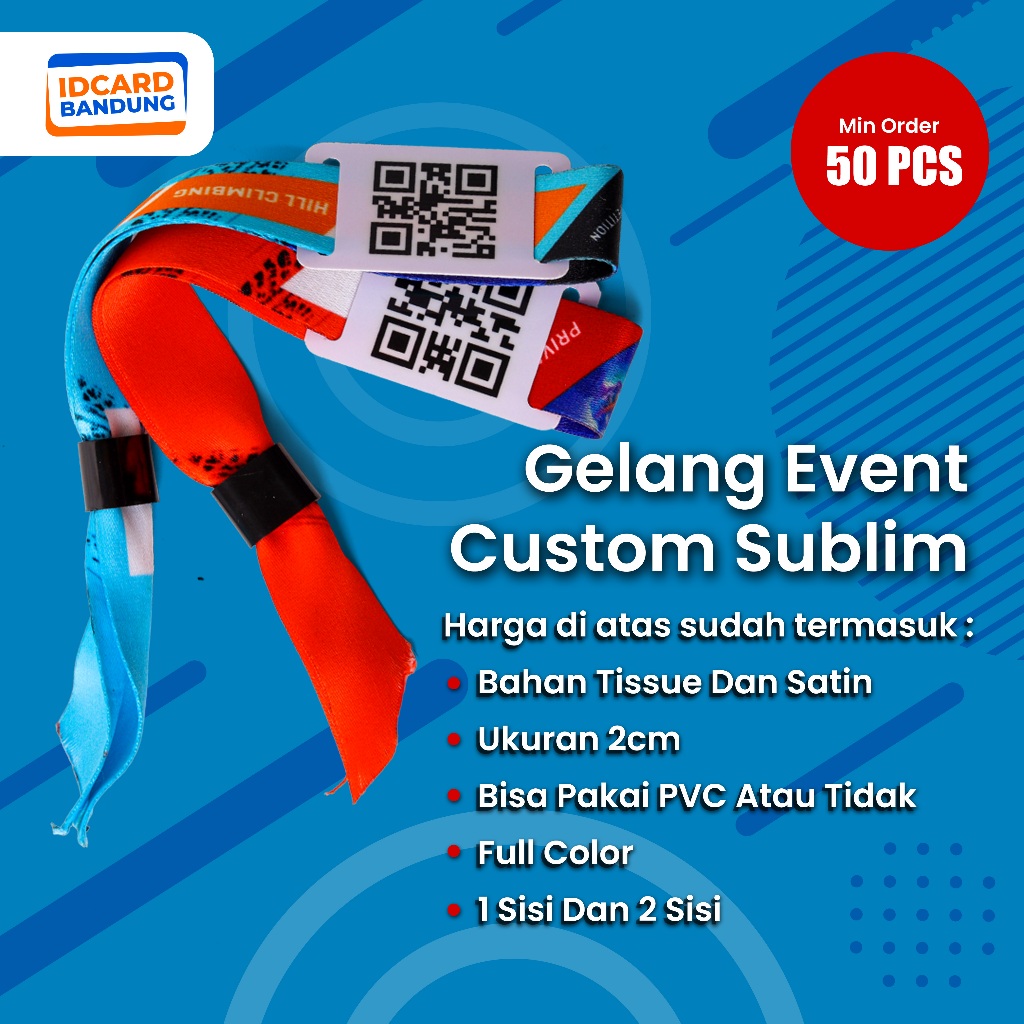 

Gelang Lanyard Event Custom 2cm | Wristband Lanyard Lock | Tiket Konser Lanyard Custom