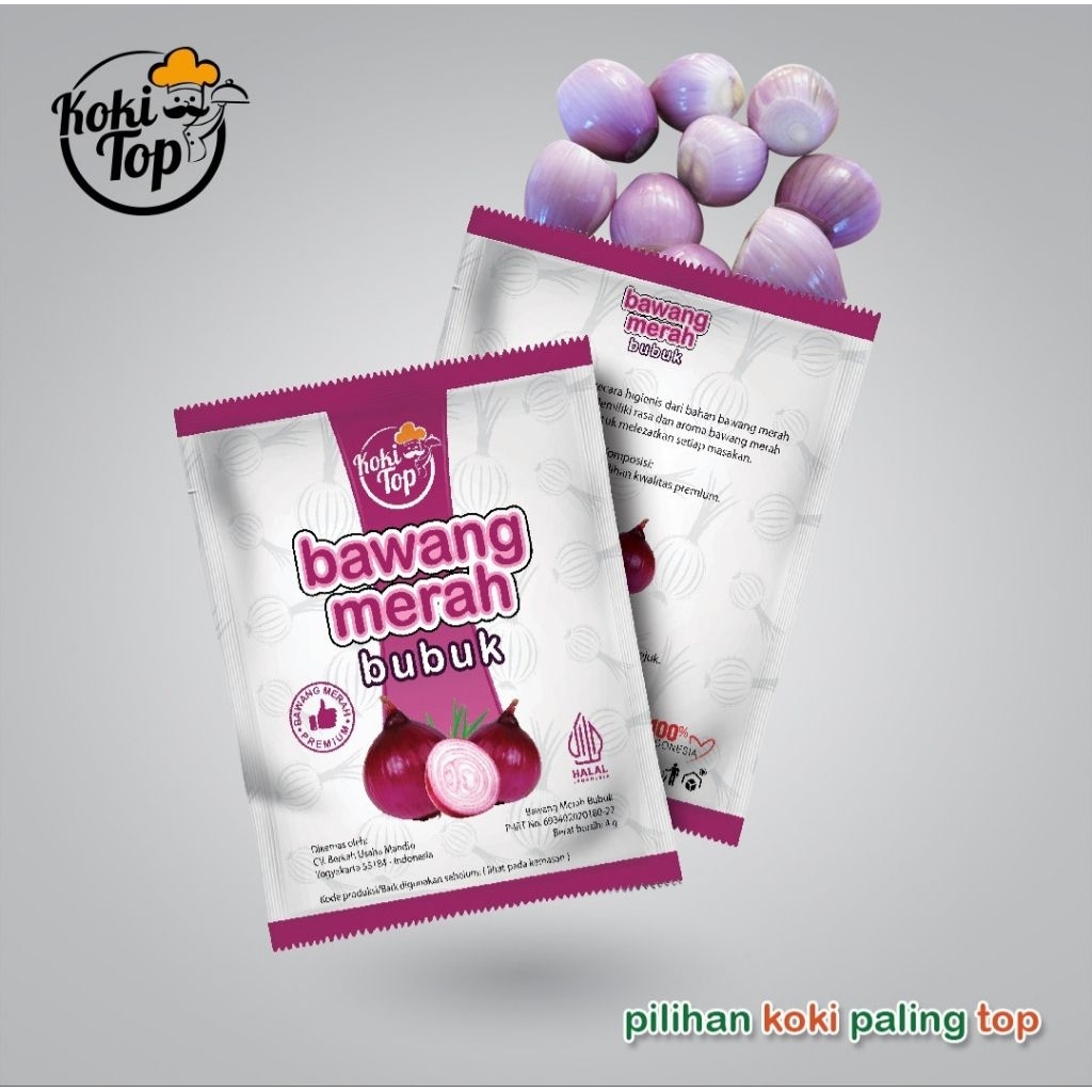 

bawang merah bubuk koki top 1 renteng isi 12 pcs 4g