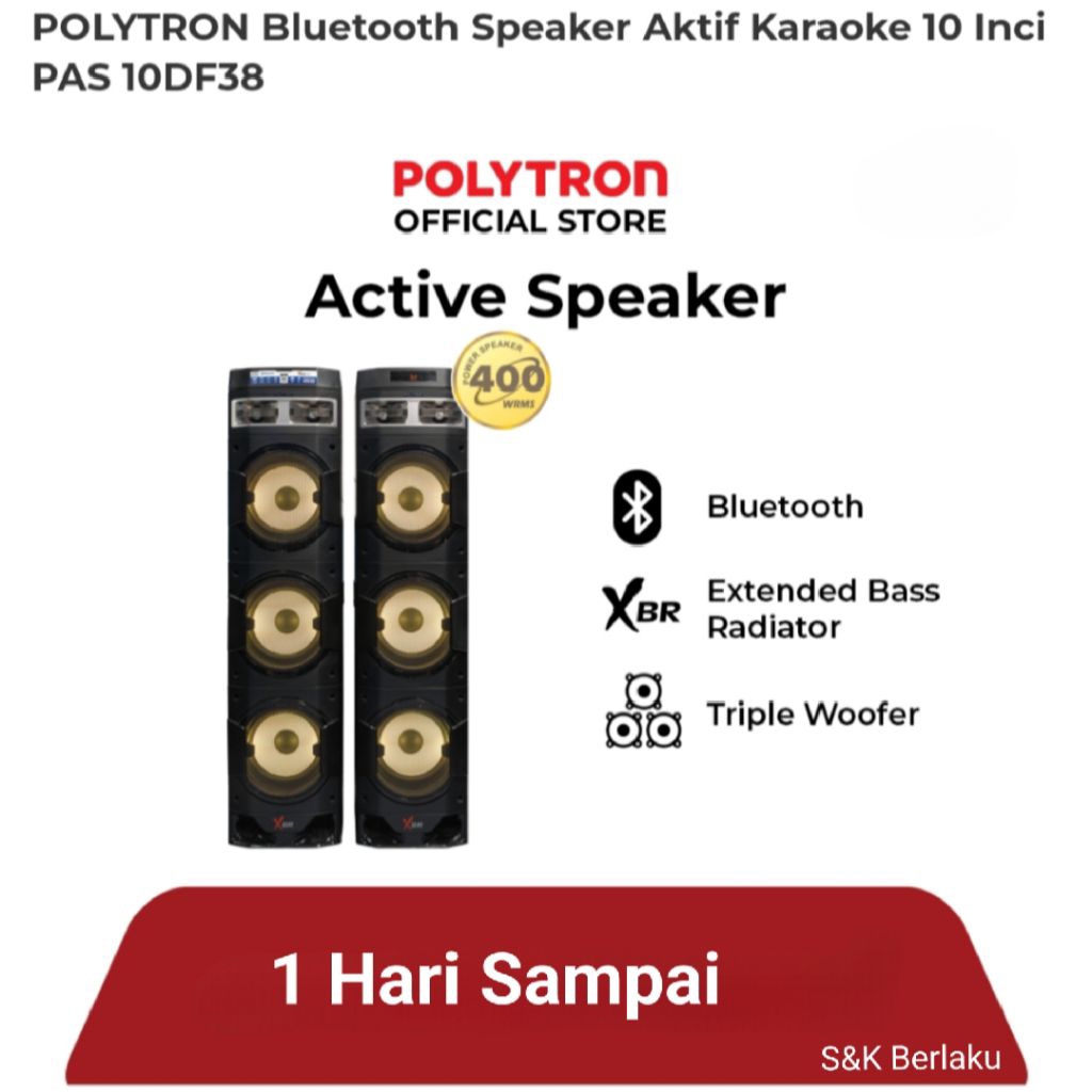 speaker aktif polytron pas 10df38 garansi resmi promo
