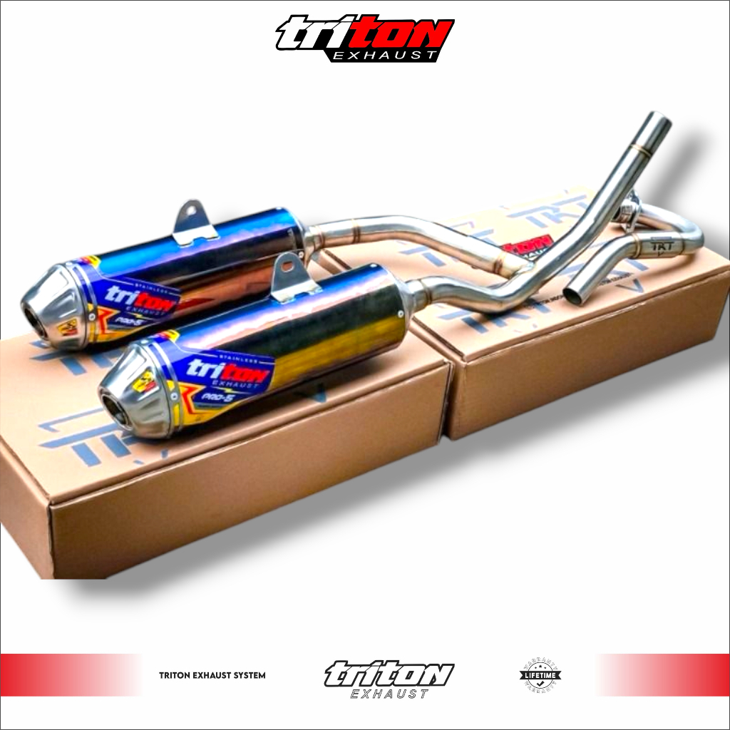 Knalpot Double Muffler CRF 150 L, WR155, KLX 150, Dtracker Original Triton Exhaust type Pro-5