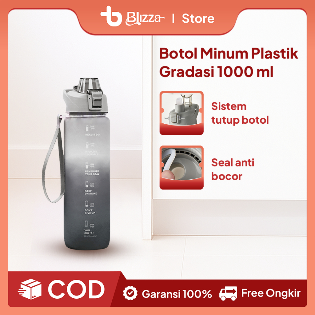 Tumbler Botol Minum Viral - Botol Air Minum Olahraga 1 Liter | Tumblr Minum Gradasi BPA Free