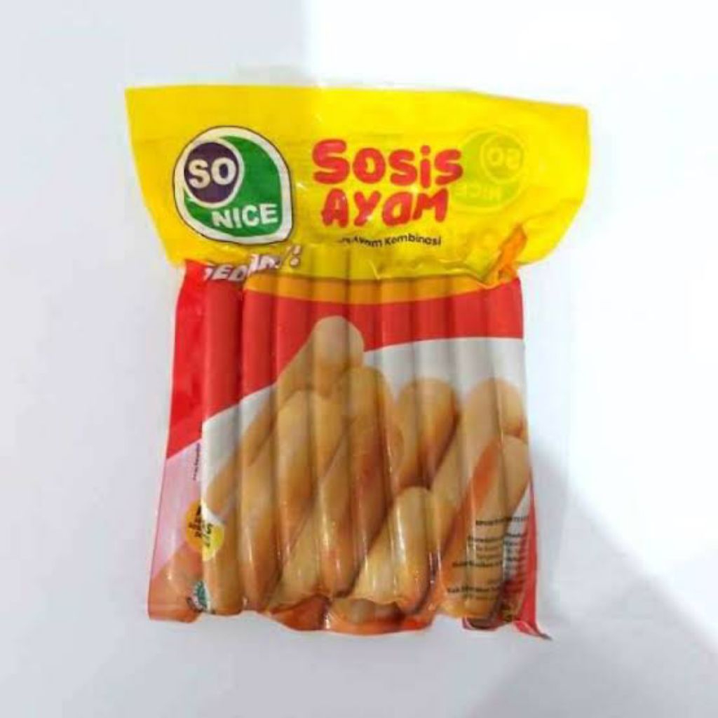 

So Nice Sosis Ayam 500 gr isi 15 pcs (Frozen Food)