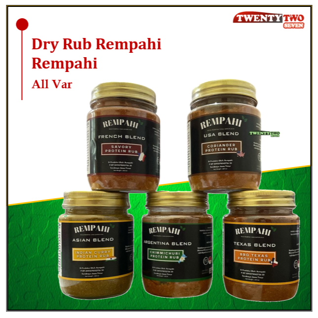 

[6 X]Rempahi Dry Rub All Varian Coriander,BBQ Texas,Indian Curry,Savory,Chimmichuri,Gochu Mix,Ungkep,Classic USA,Betutu 105 gr