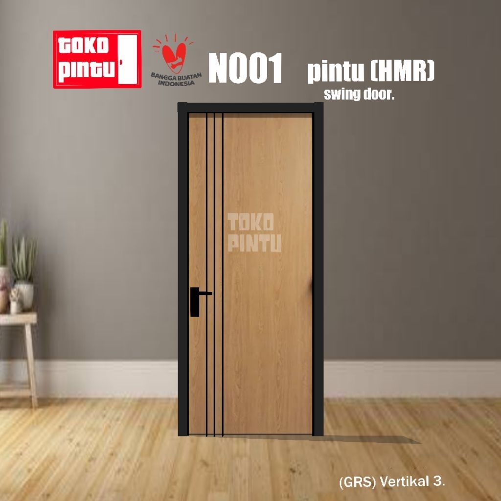 (GRS) Vertikal 3. pintu minimalis engineering hmr swing door.