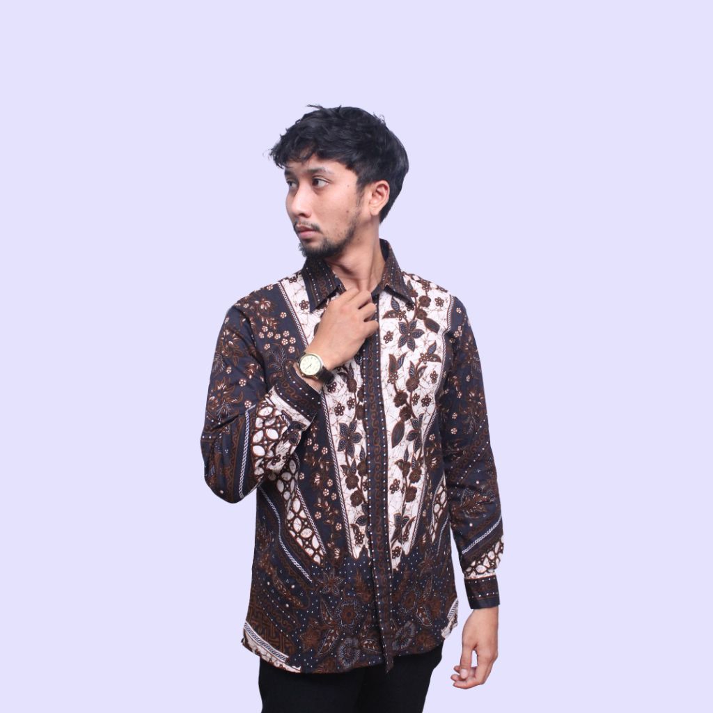 Kemeja Batik Pria Motif Sinaran Bunga Katun Strecth by Arya Brahma