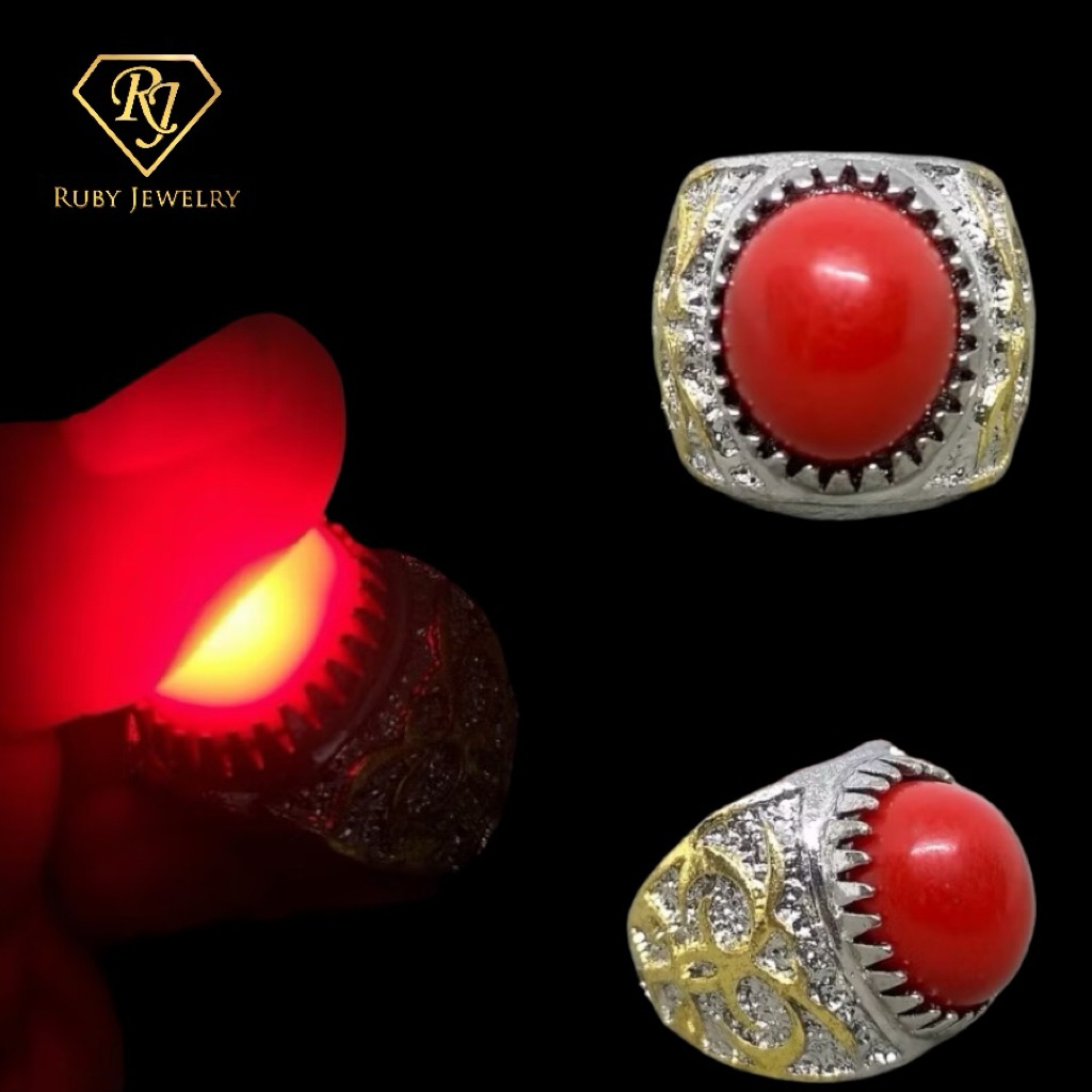 Cincin Batu Merah Delima Nyala Sulap Gimmick Merah Dalima Cincin Pria