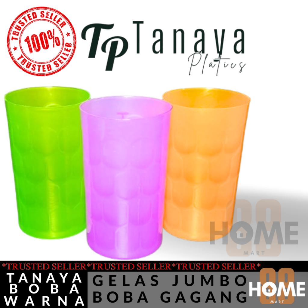 TANAYA BOBA - GELAS PLASTIK BIR PUTIH BENING DAN WARNA / GELAS JUMBO ES TEH JUMBO / GELAS PLASTIK PO