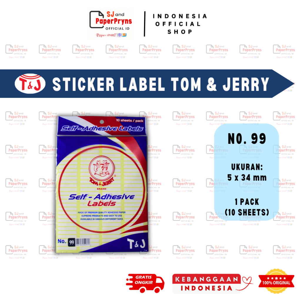 

Label Tom & Jerry No. 99 – 5x34mm (1 Pack Isi 10 Lembar)